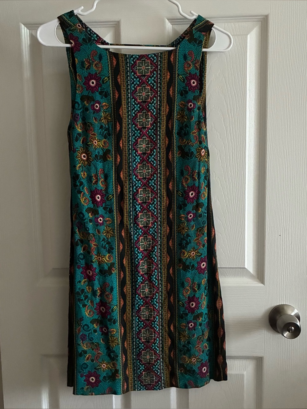 Farm Rio Geometric and Floral Print Sleeveless Mini Dress, Size XS/Small